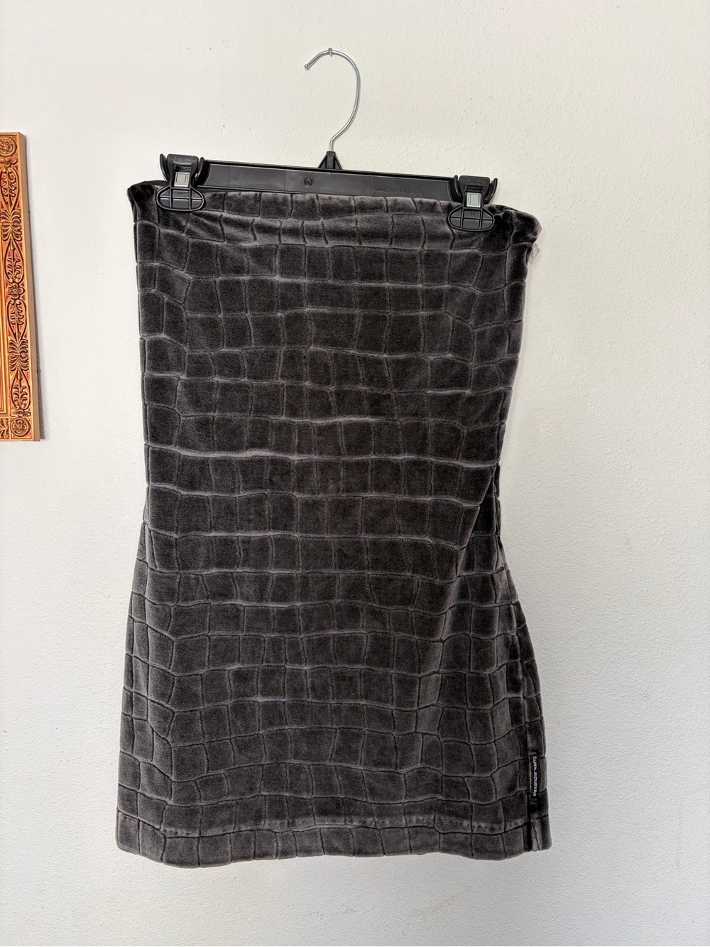 Charcoal Croc-Embossed Strapless Mini dress